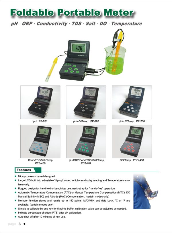 เครื่องตรวจวัดปริมาณออกซิเจนในน้ำ (Dissolved Oxygen Meter Waterproof Store and Recall) รุ่นPDO-408,GONDO - Image 2